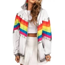 Tipsy Elves Rainbow Pro Windbreaker Jacket - Women's Cut 7 Tipsy Elves Rainbow Pro Windbreaker Jacket - Women's Cut