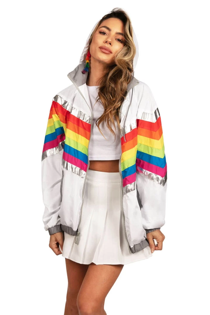 Tipsy Elves Rainbow Pro Windbreaker Jacket - Women's Cut 3 Tipsy Elves Rainbow Pro Windbreaker Jacket - Women's Cut