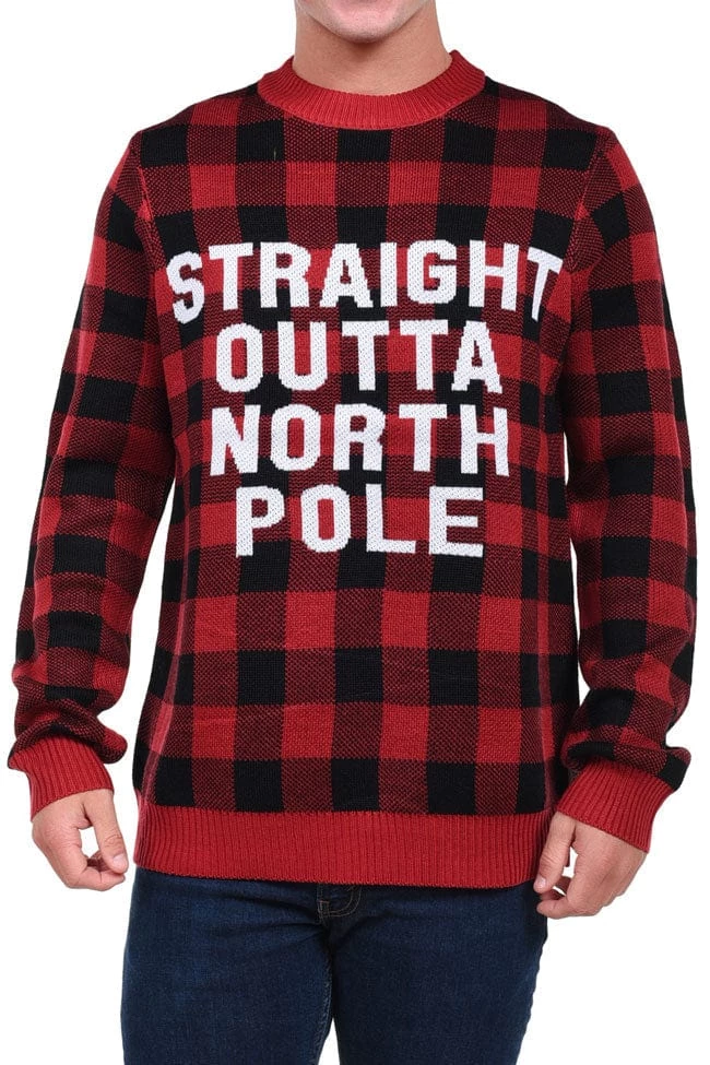 Tipsy Elves Men's Straight Outta North Pole Ugly Christmas Sweater 1 Tipsy Elves Men's Straight Outta North Pole Ugly Christmas Sweater