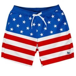 Tipsy Elves Patriotic American Flag Stretch Swim Trunks