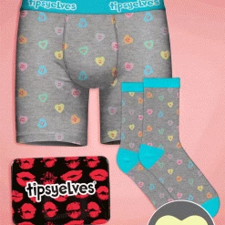 Tipsy Elves Men's Candy Hearts Boxers & Socks Gift Set