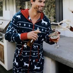 Tipsy Elves Men's Blue Reindeer Jumpsuit