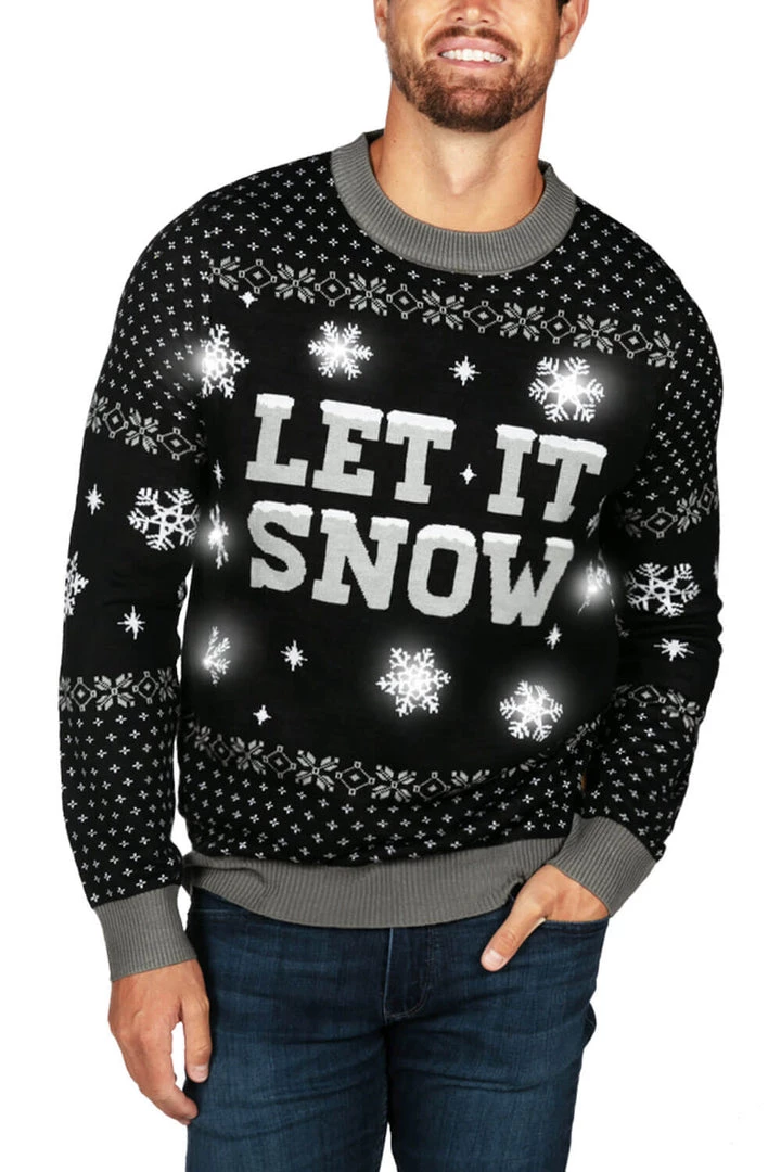Tipsy Elves Men's Let It Snow Light Up Ugly Christmas Sweater 1 Tipsy Elves Men's Let It Snow Light Up Ugly Christmas Sweater