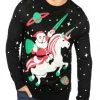 Tipsy Elves Men's Santa Unicorn Ugly Christmas Sweater