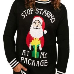 Tipsy Elves Men's Stop Staring Ugly Christmas Sweater
