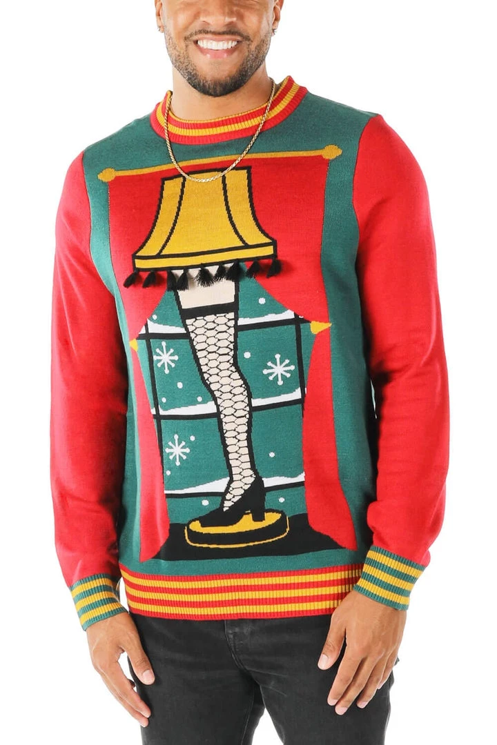 Tipsy Elves Men's Christmas Story Leg Lamp Ugly Christmas Sweater 3 Tipsy Elves Men's Christmas Story Leg Lamp Ugly Christmas Sweater