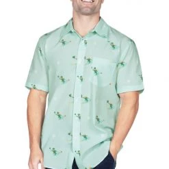 Tipsy Elves Men's Leprechaun Liftoff Button Down Shirt