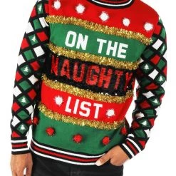 Tipsy Elves Men's Naughty Or Nice Reversible Sequin Ugly Christmas Sweater