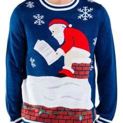 Tipsy Elves Men's Santa's Log On The Fire Ugly Christmas Sweater 4 Tipsy Elves Men's Santa's Log On The Fire Ugly Christmas Sweater