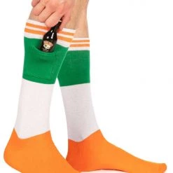Tipsy Elves Men's Irish Flag Shot Socks With Pockets