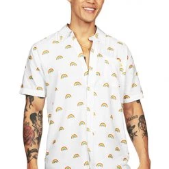 Tipsy Elves White Rainbow Button Down Shirt - Men's Cut 6 Tipsy Elves White Rainbow Button Down Shirt - Men's Cut