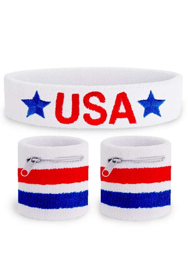 Tipsy Elves Stars And Sweat Zippered Sweatband Set Patriotic 1 Tipsy Elves Stars And Sweat Zippered Sweatband Set Patriotic