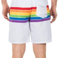 Tipsy Elves White Rainbow Swim Trunks