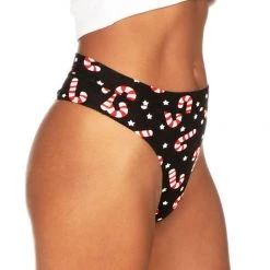 Tipsy Elves Women's Candy Cane Lane Thong Underwear