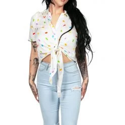 Tipsy Elves Gummy Galore Tie-Front Shirt - Women's Cut