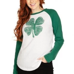 Tipsy Elves Women's Lucky Clover Long Sleeve Shirt