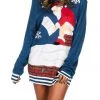Tipsy Elves Women's Santa's Log On Fire Oversized Christmas Sweater