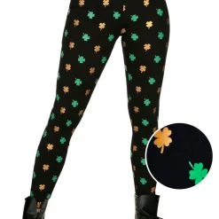 Tipsy Elves Gold Foil Clover High Waisted Leggings