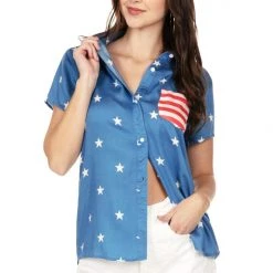 Tipsy Elves Women's Old Glory Button Down Shirt